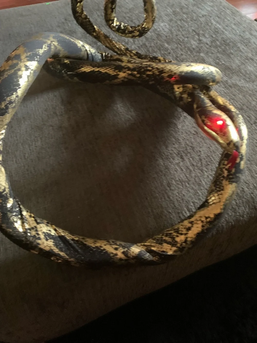 Decor plush snake toy feat/ realistic metallic sequin-like scales light-up eyes